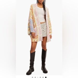 Free People Brand New Mallorca Pastel Oversize Open Front Cardigan